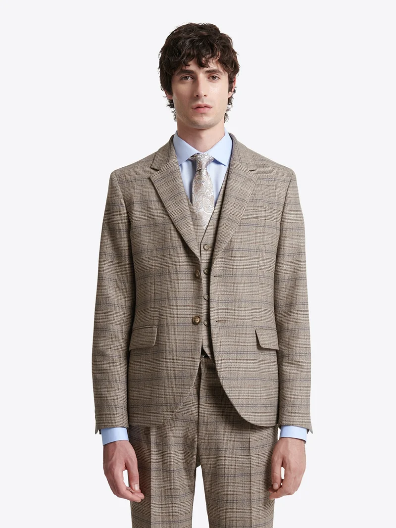 Veste de costume slim stretch à carreaux