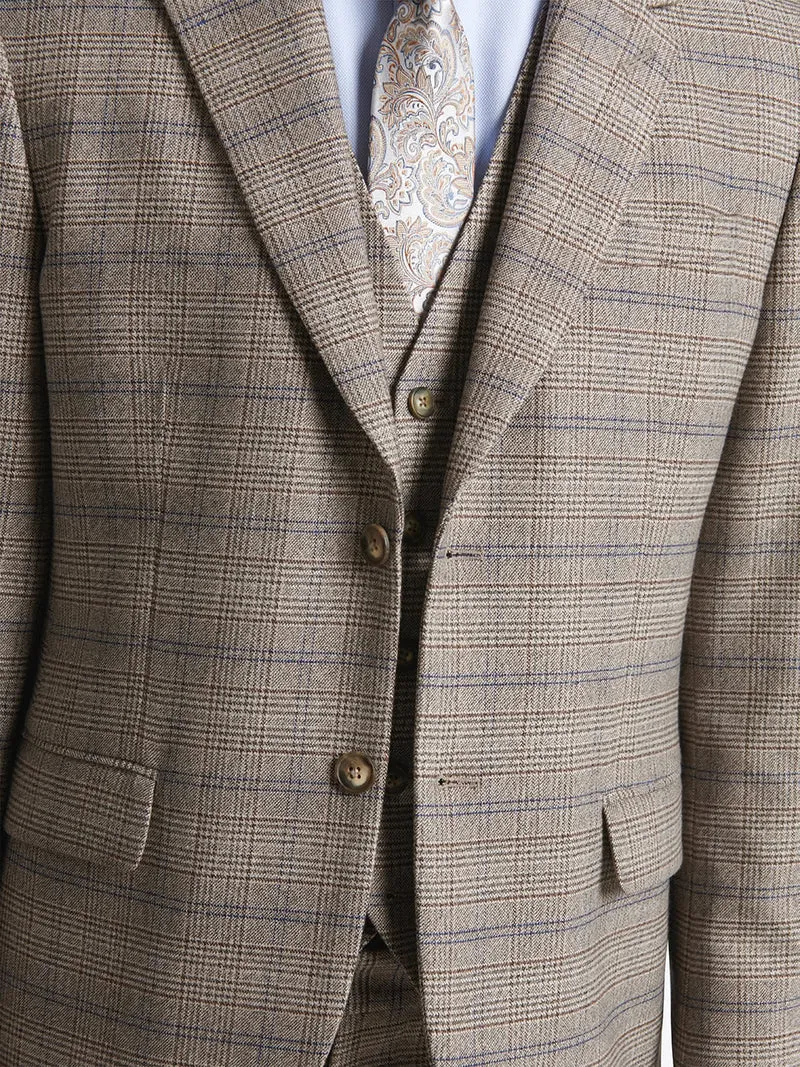 Veste de costume slim stretch à carreaux