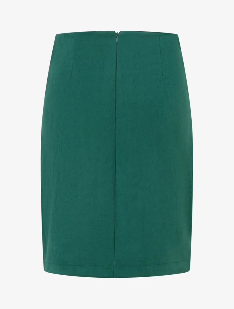 Jupe portefeuille en suédine à boucle bijou - Vert sapin