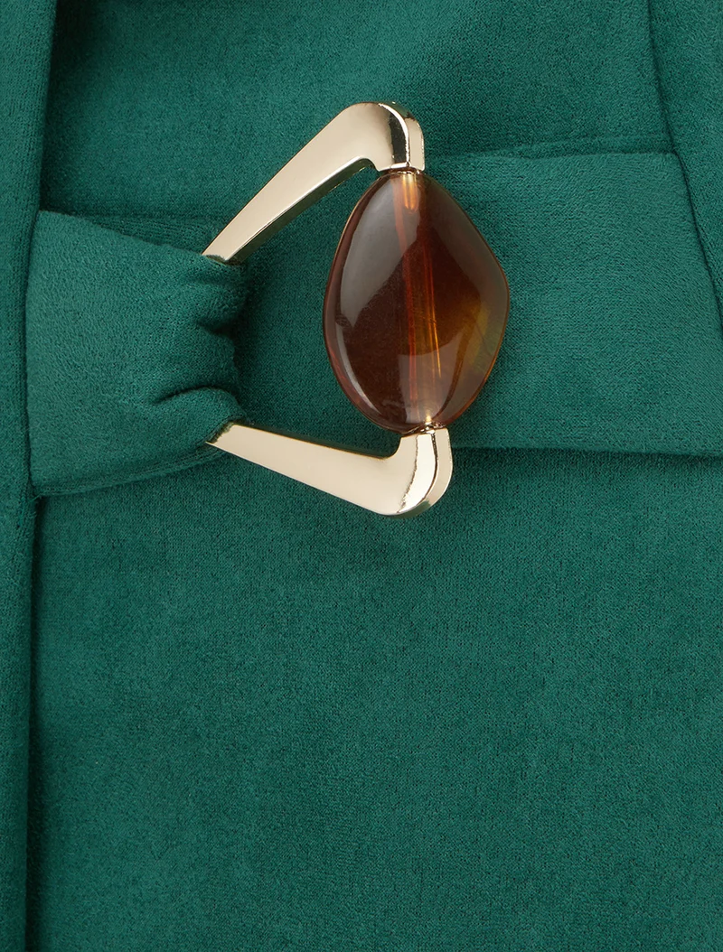 Jupe portefeuille en suédine à boucle bijou - Vert sapin