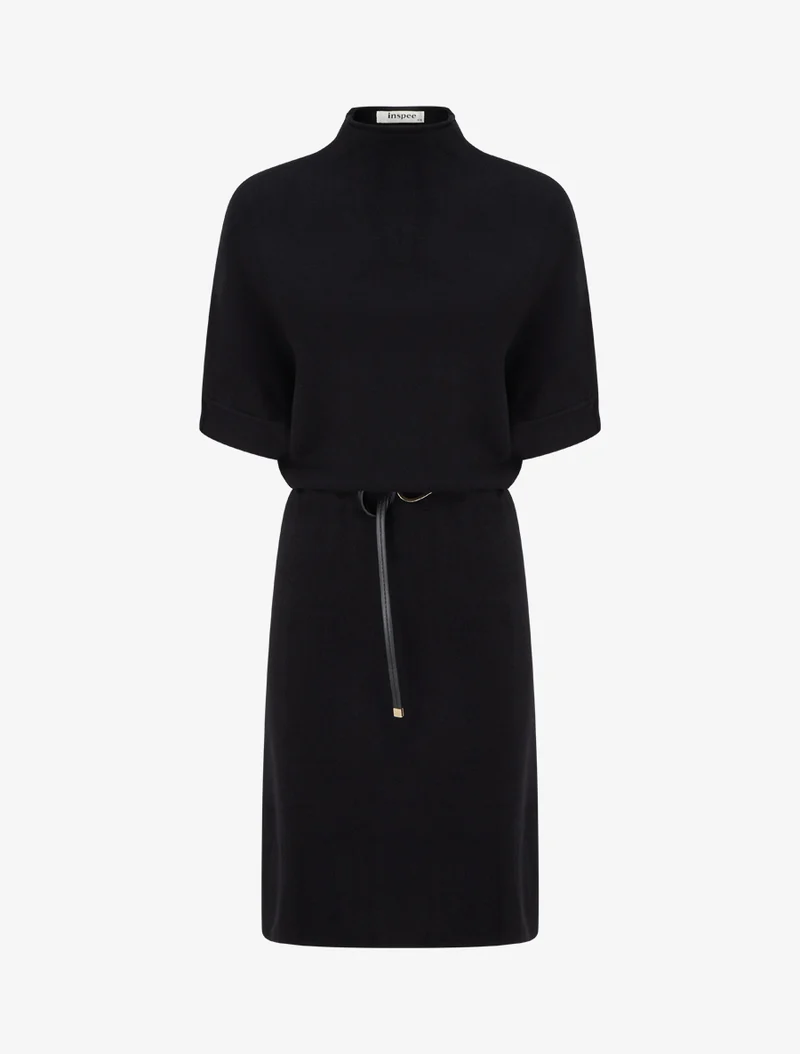 Robe pull droite et ceinturée - Noir