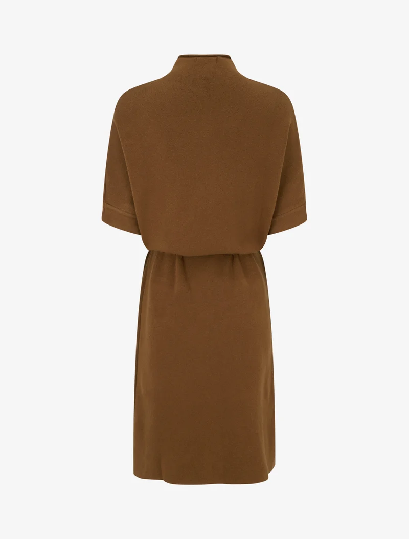 Robe pull droite et ceinturée - Camel