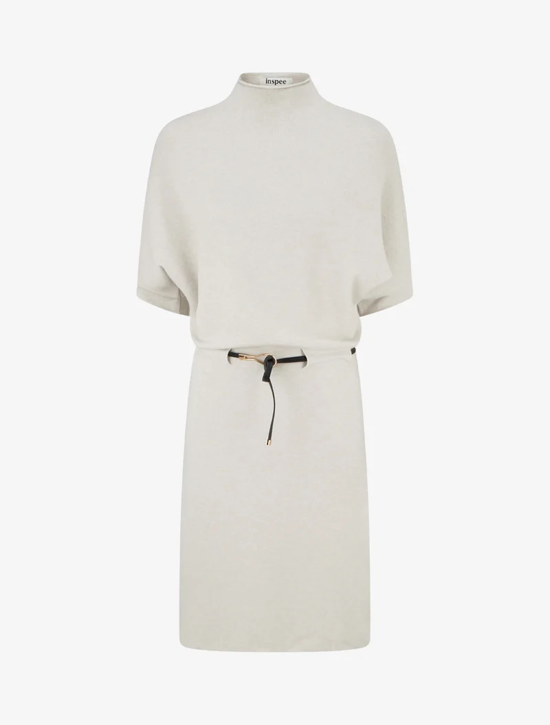 Robe pull droite et ceinturée - Beige