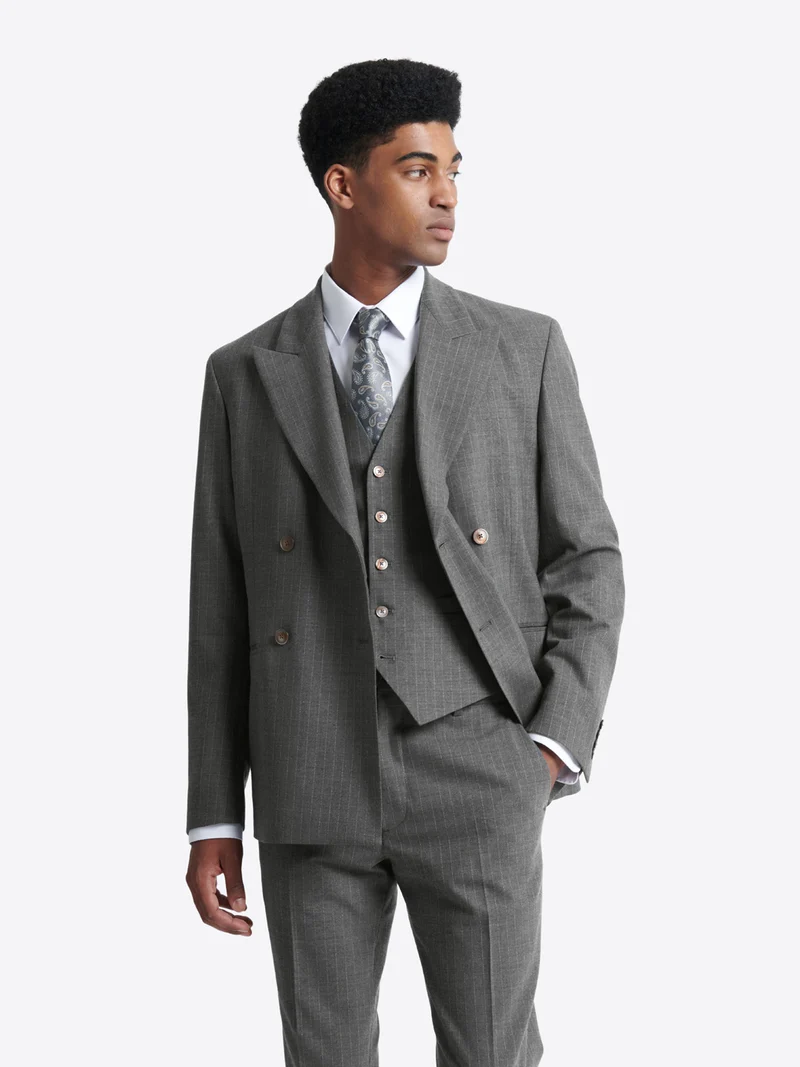 Veste de costume croisée en laine