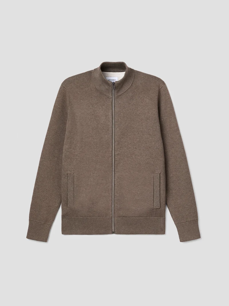 Cardigan col montant en coton cachemire