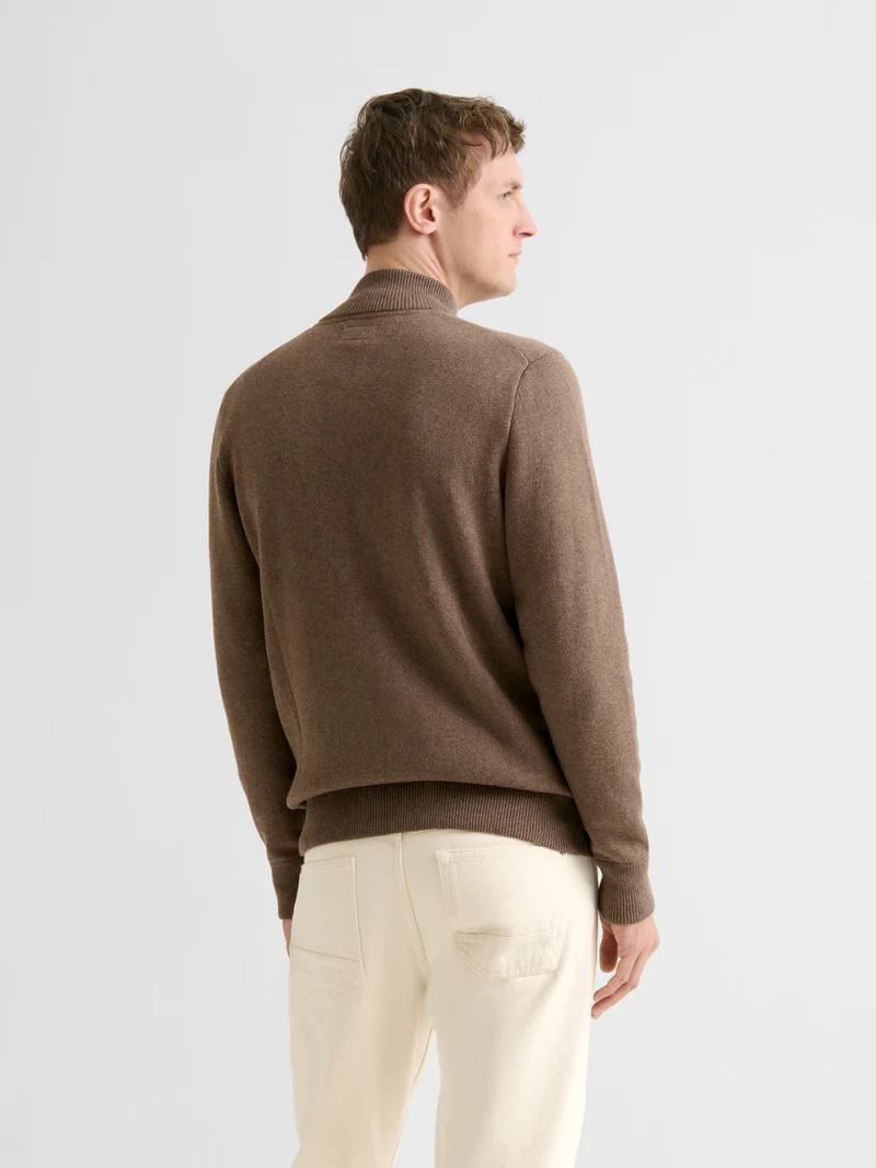 Cardigan col montant en coton cachemire
