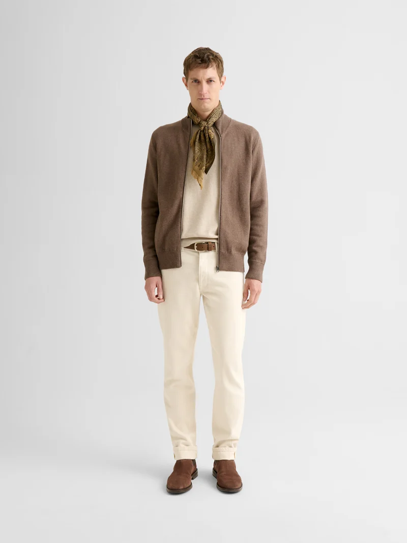 Cardigan col montant en coton cachemire