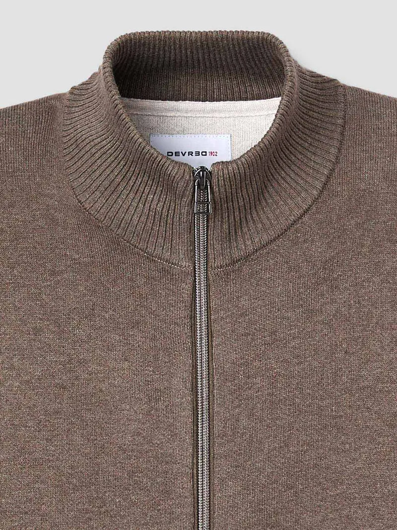 Cardigan col montant en coton cachemire