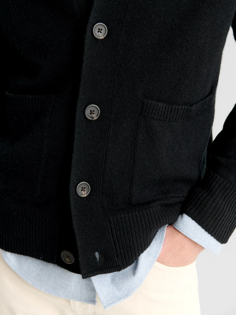 Cardigan boutonné en laine et cachemire