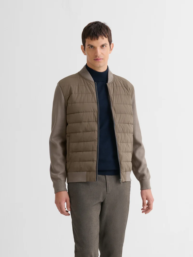 Cardigan zippé bi-matière