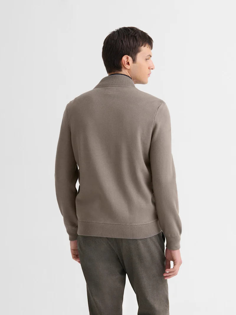 Cardigan zippé bi-matière
