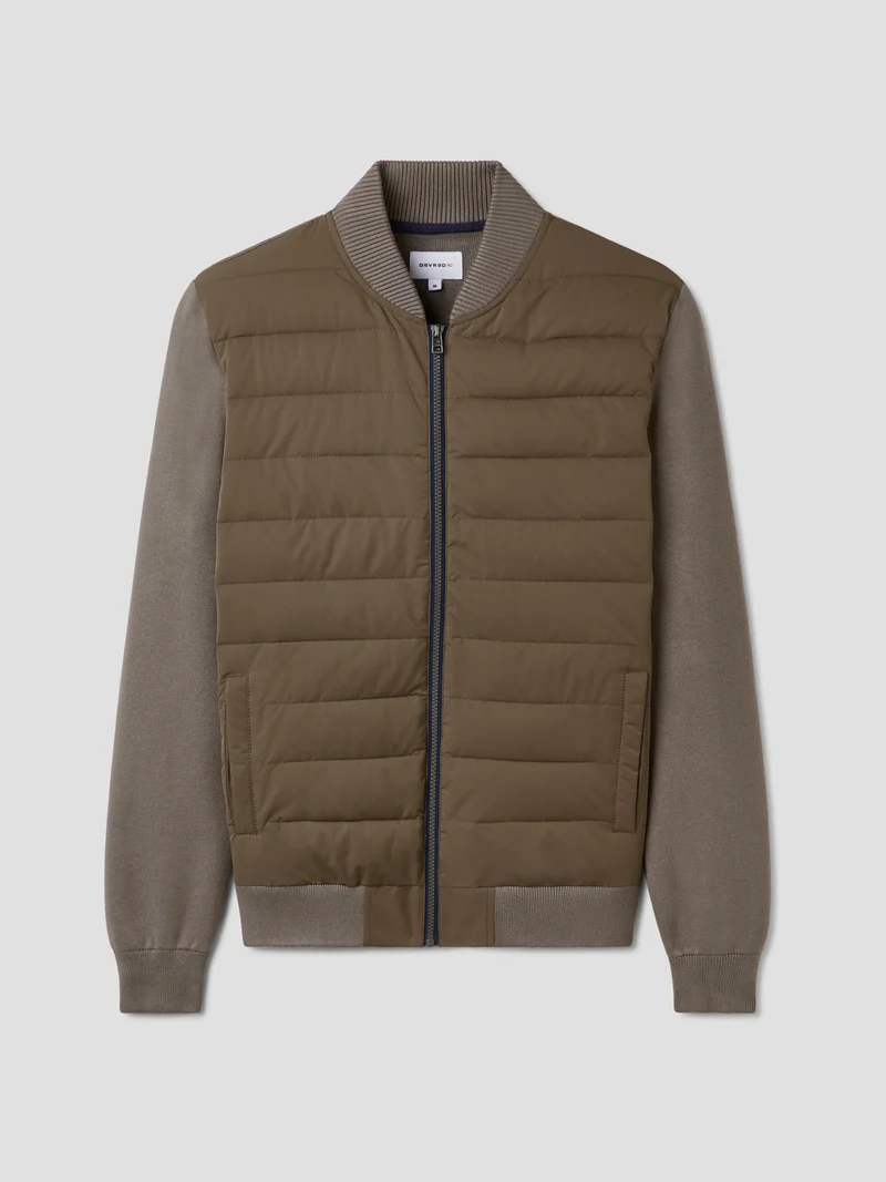 Cardigan zippé bi-matière