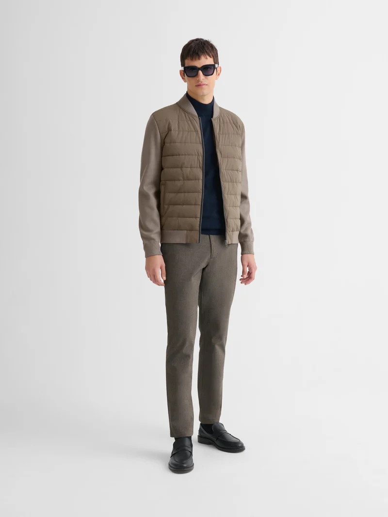 Cardigan zippé bi-matière