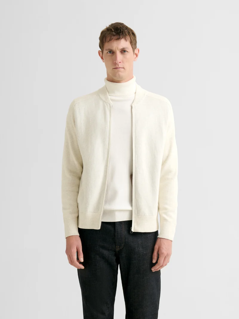 Cardigan zippé en coton cachemire