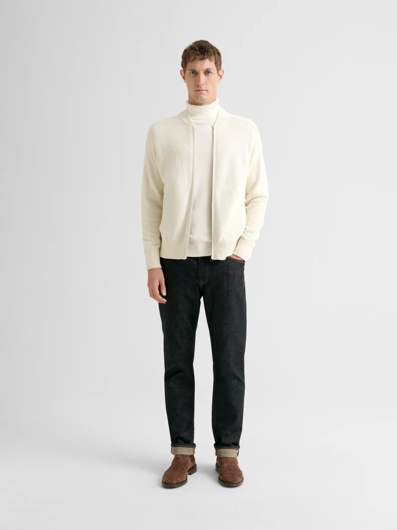 Cardigan zippé en coton cachemire