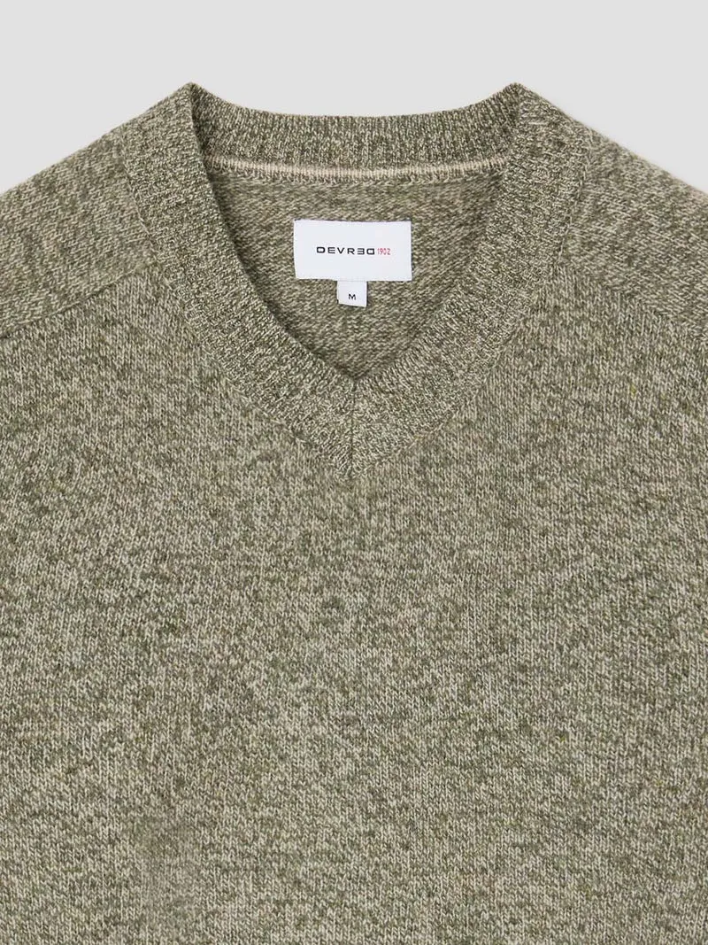 Pull col V en laine mélangée