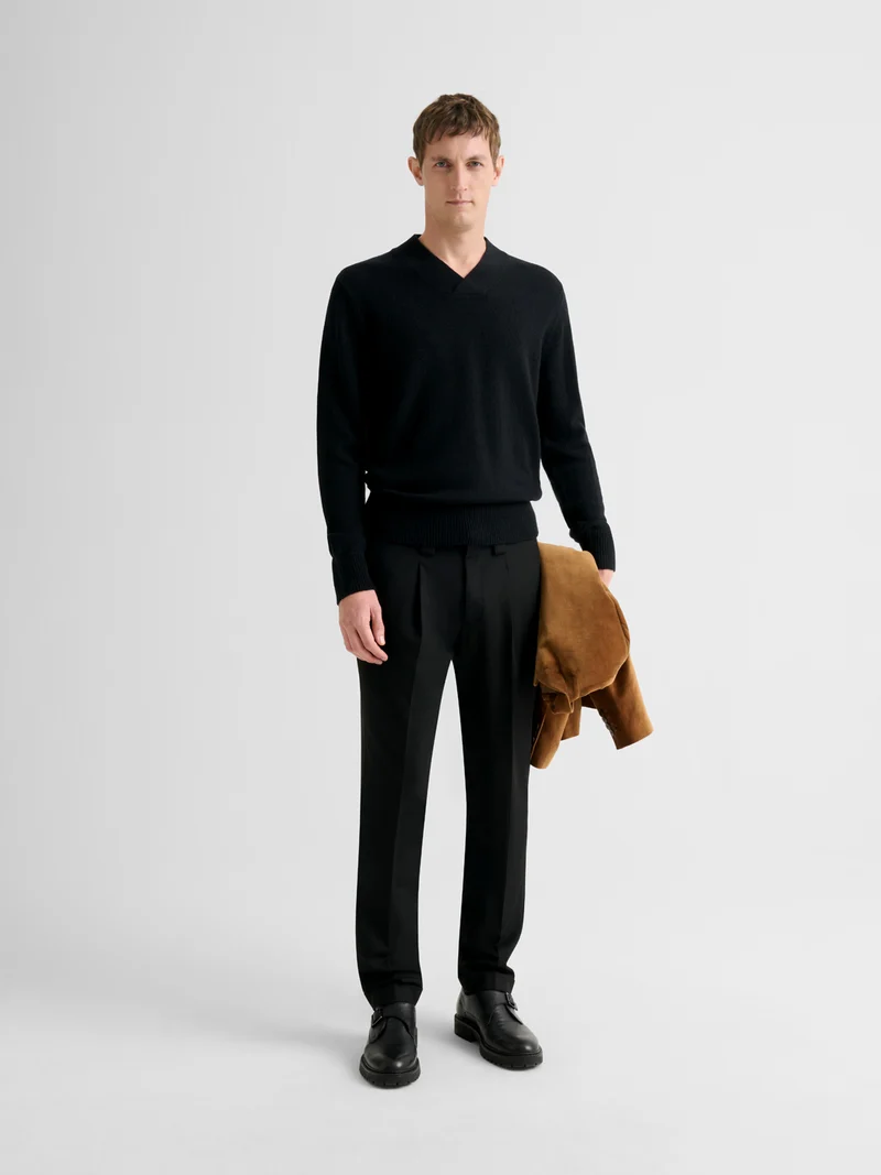 Pull col V en laine et cachemire