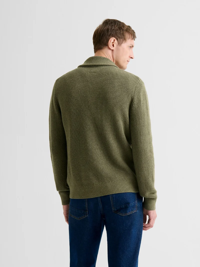 Pull col châle en coton cachemire