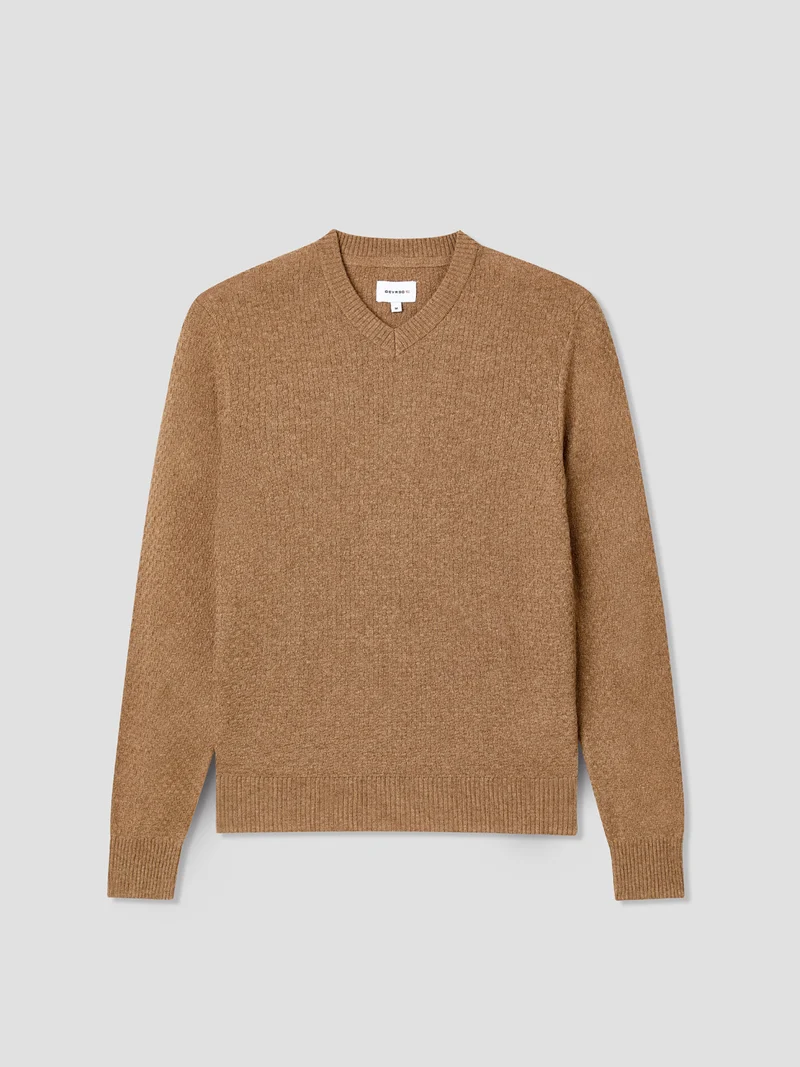Pull col V effet damier
