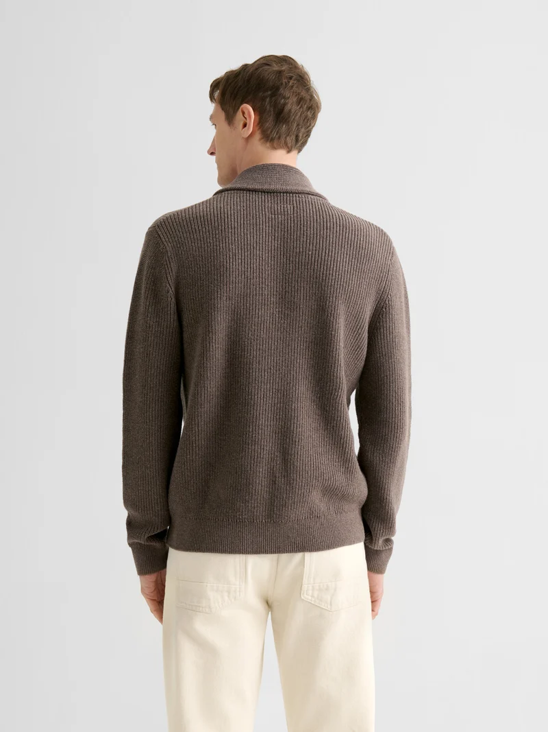 Pull col châle en coton cachemire