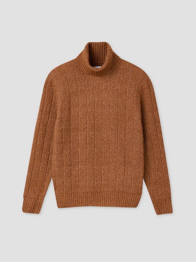 Pull col roulé chiné