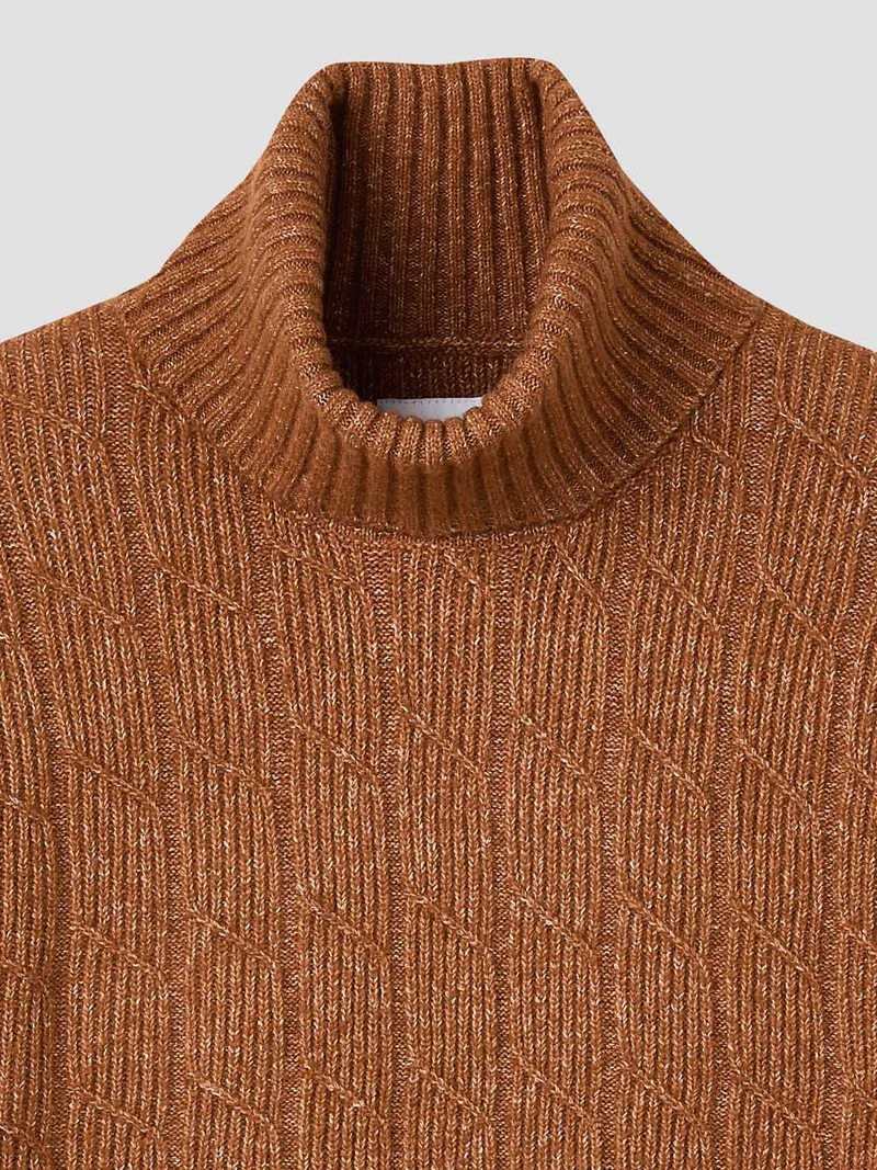 Pull col roulé chiné