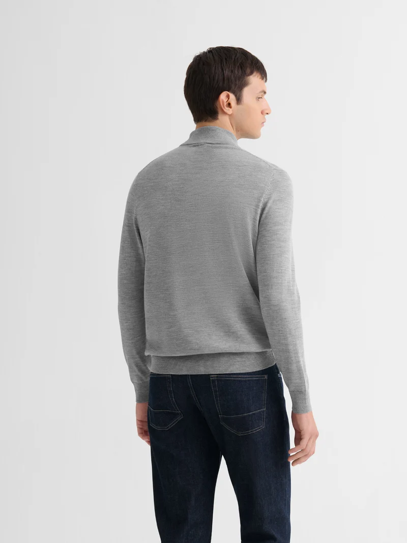 Pull col cheminée en laine Mérinos