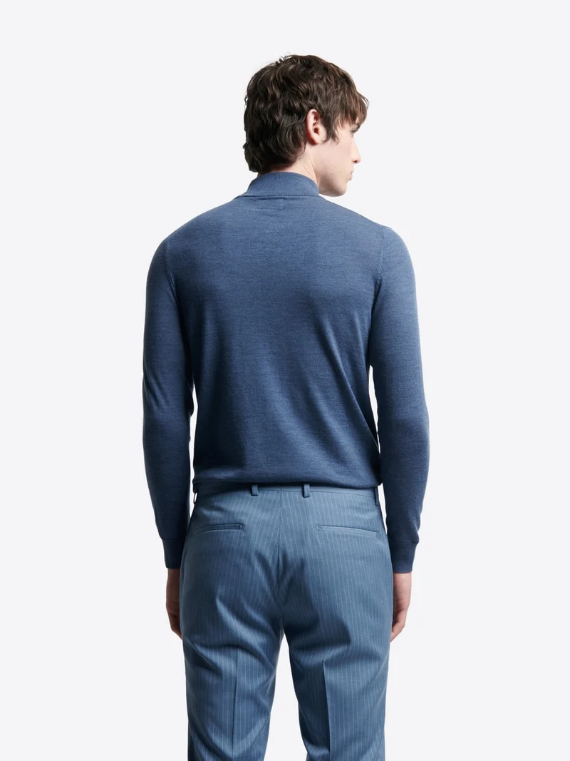 Pull col cheminée en laine Mérinos