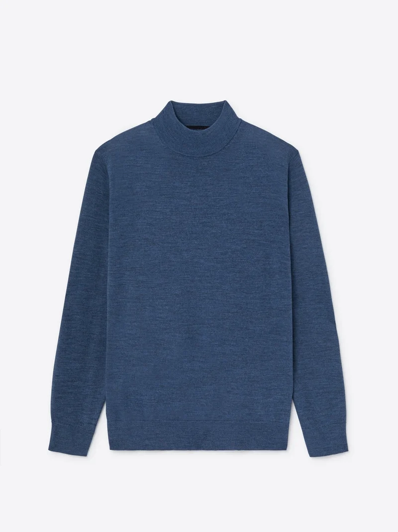 Pull col cheminée en laine Mérinos