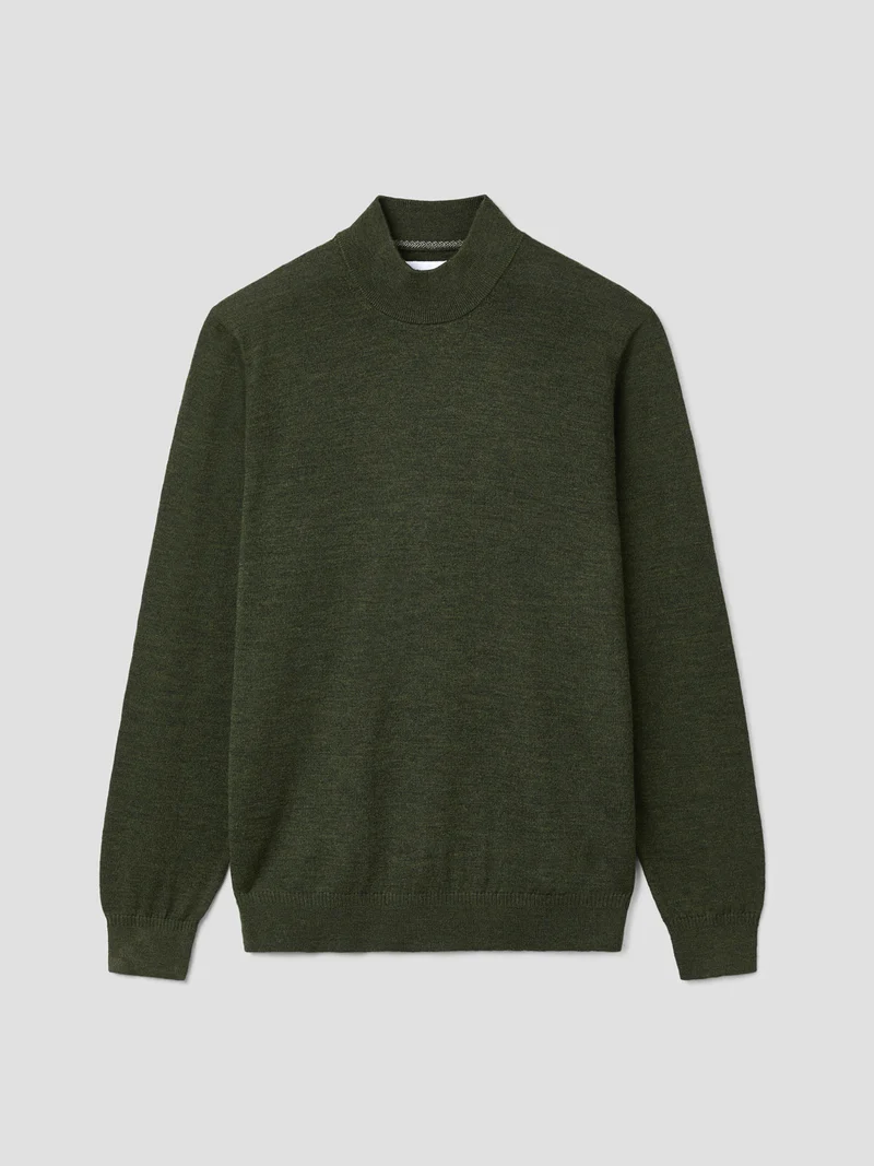 Pull col cheminée en laine Mérinos