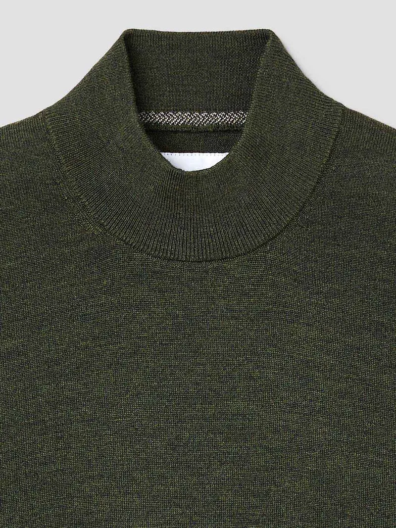 Pull col cheminée en laine Mérinos