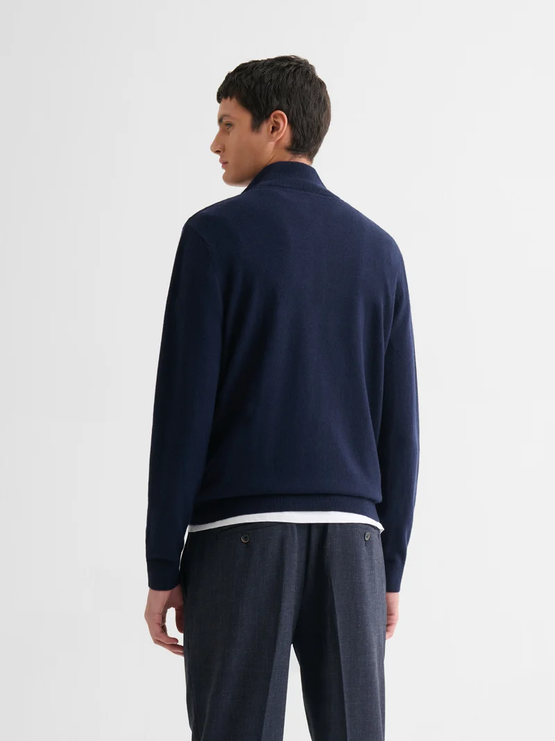 Pull col cheminée en laine et cachemire