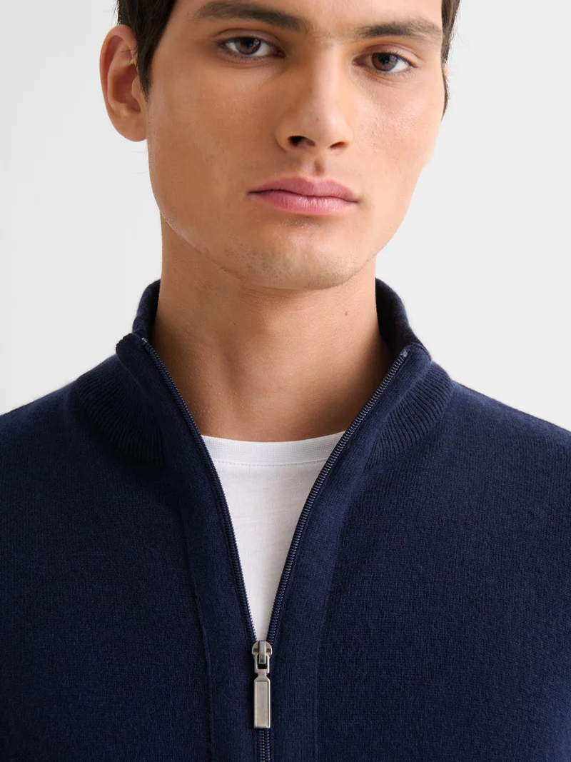 Pull col cheminée en laine et cachemire