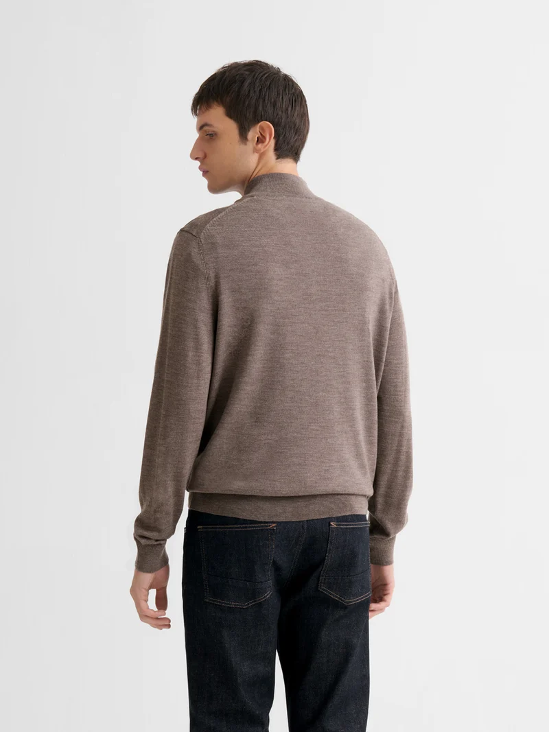 Pull col cheminée en laine Mérinos