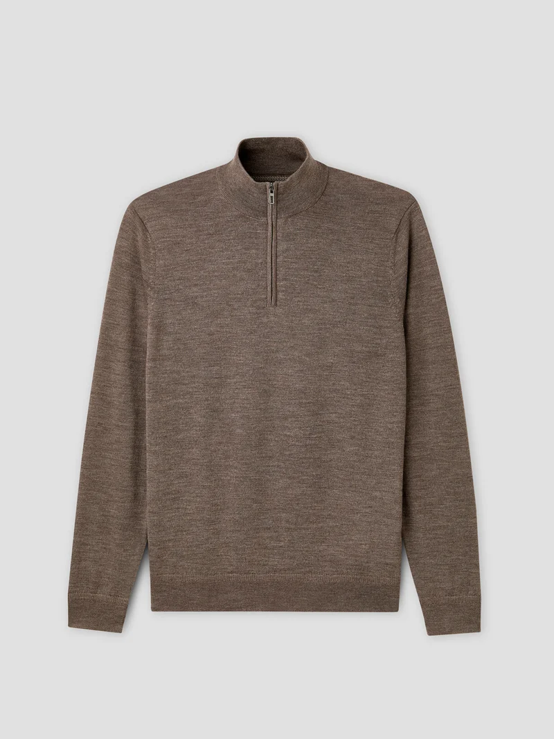 Pull col cheminée en laine Mérinos