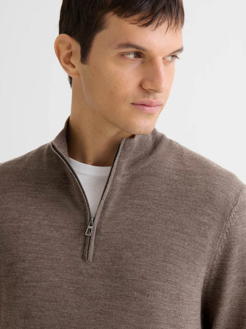 Pull col cheminée en laine Mérinos