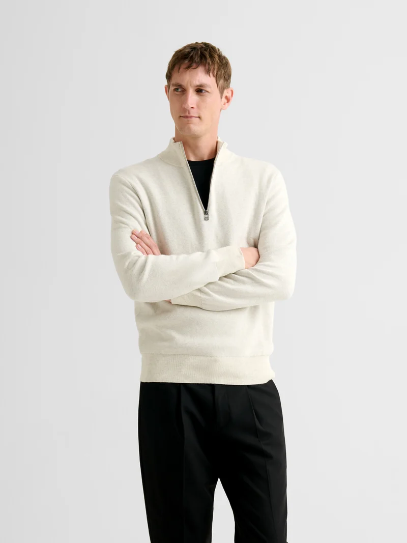 Pull zippé en coton cachemire