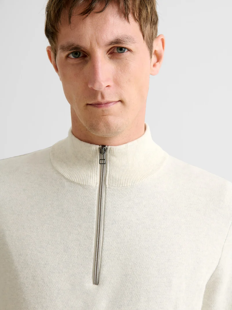 Pull zippé en coton cachemire