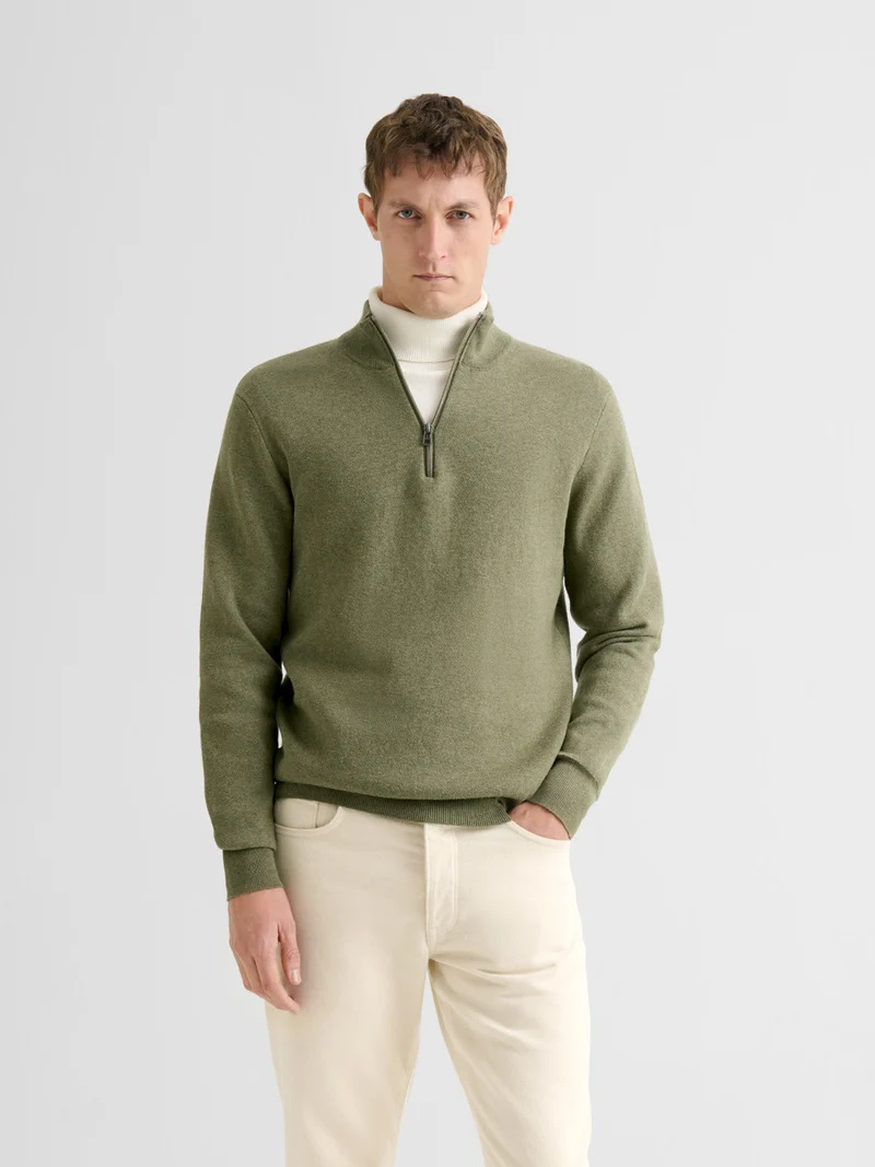 Pull zippé en coton cachemire