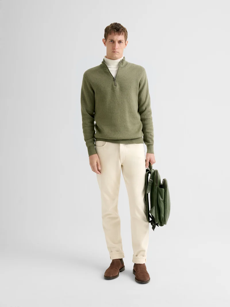 Pull zippé en coton cachemire