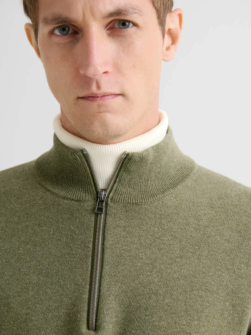 Pull zippé en coton cachemire