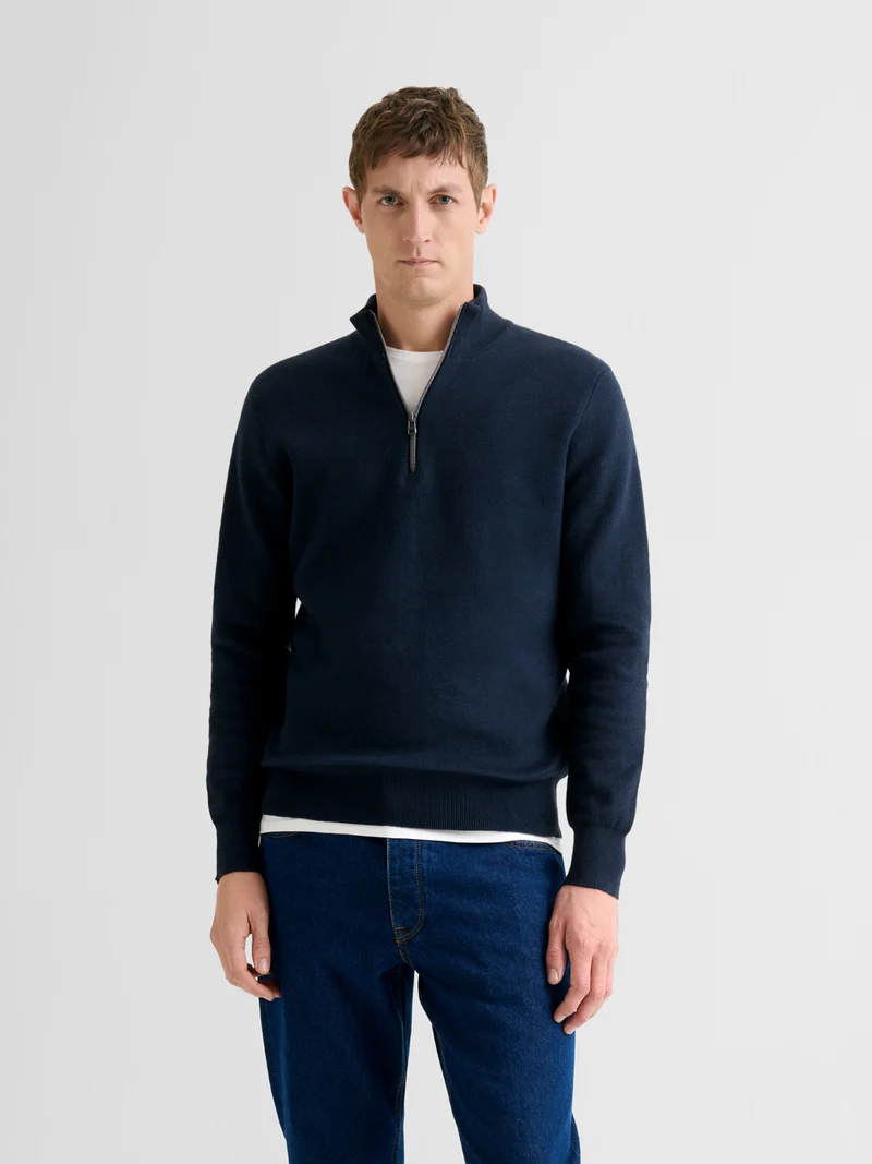 Pull zippé en coton cachemire