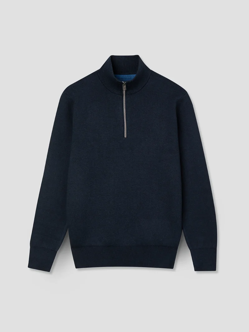 Pull zippé en coton cachemire