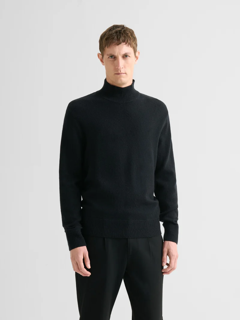 Pull col montant en laine et cachemire
