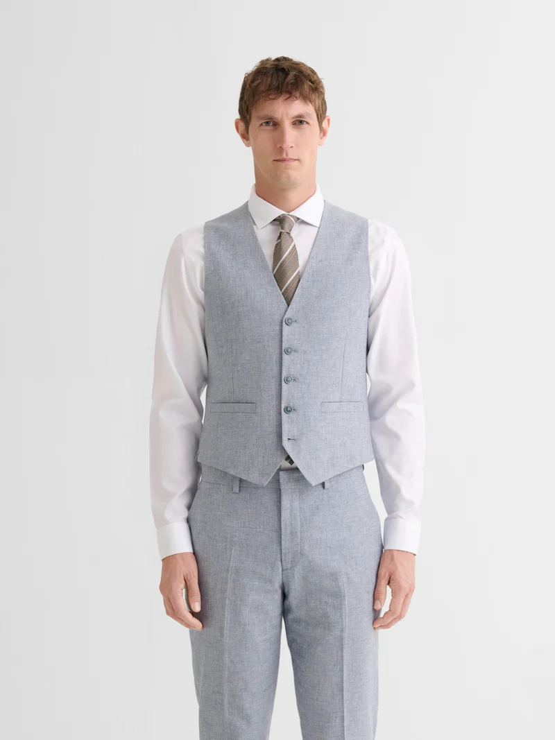 Gilet de costume en coton lin