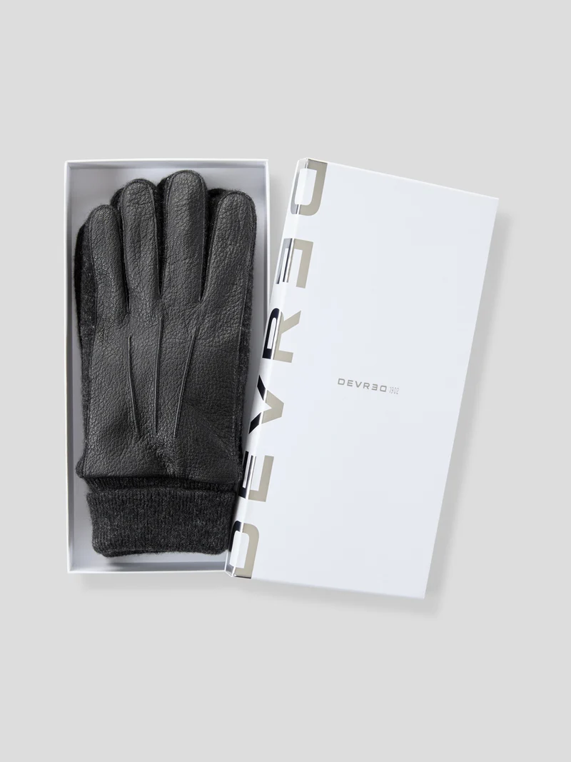 Coffret gants bi-matière cuir et maille