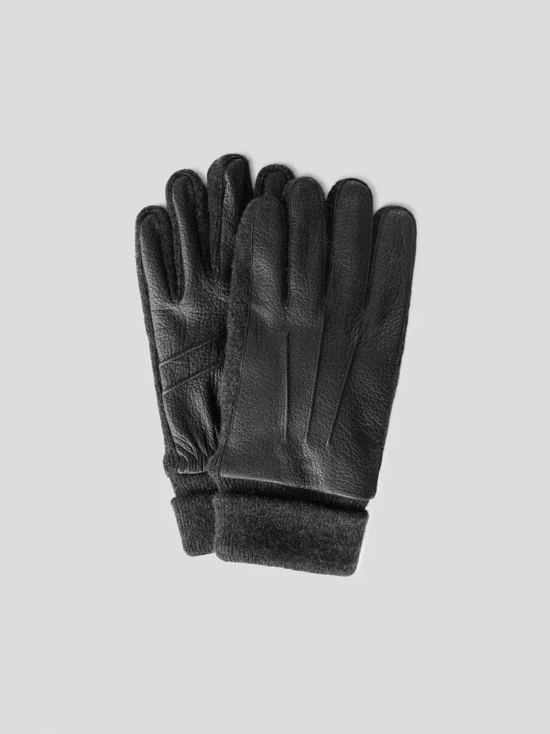 Coffret gants bi-matière cuir et maille