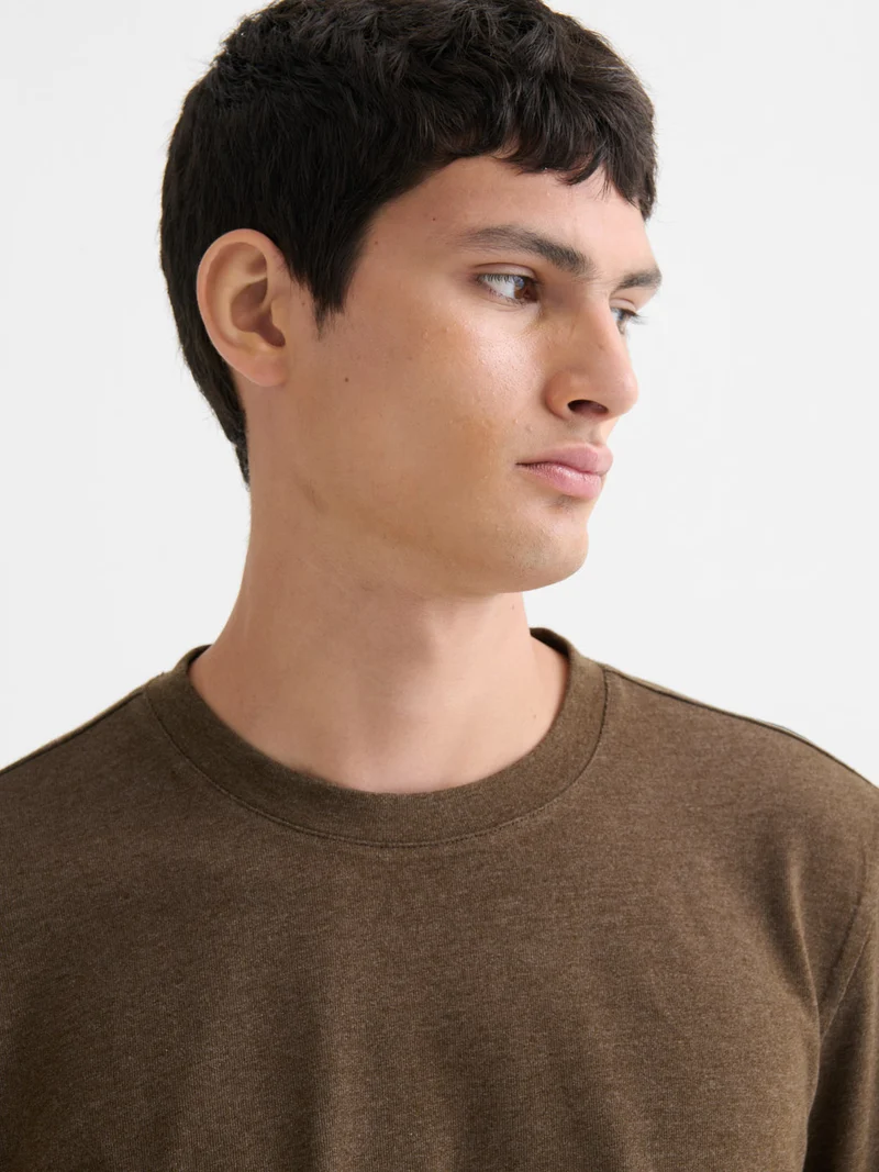 T-shirt manches longues col rond chiné