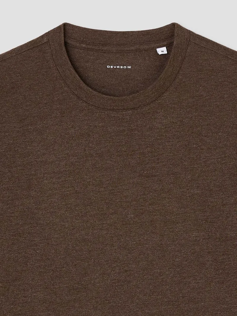 T-shirt manches longues col rond chiné