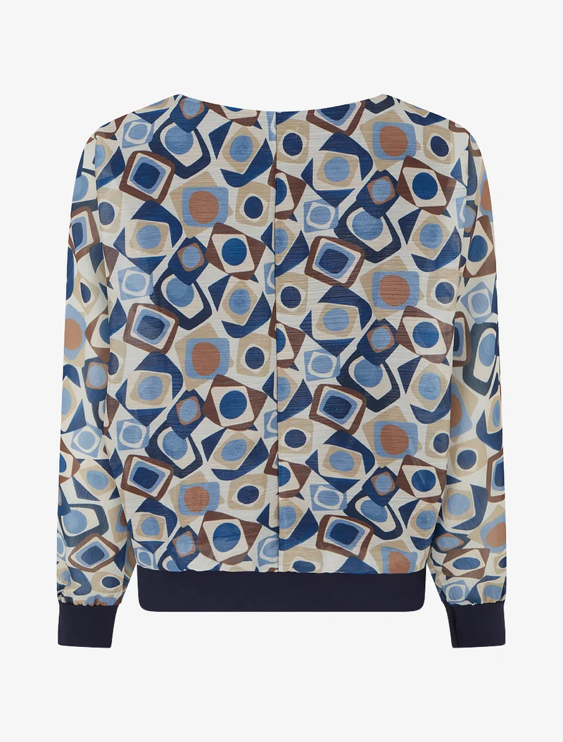 Blouse imprimé rétro à détail irisé - Marine